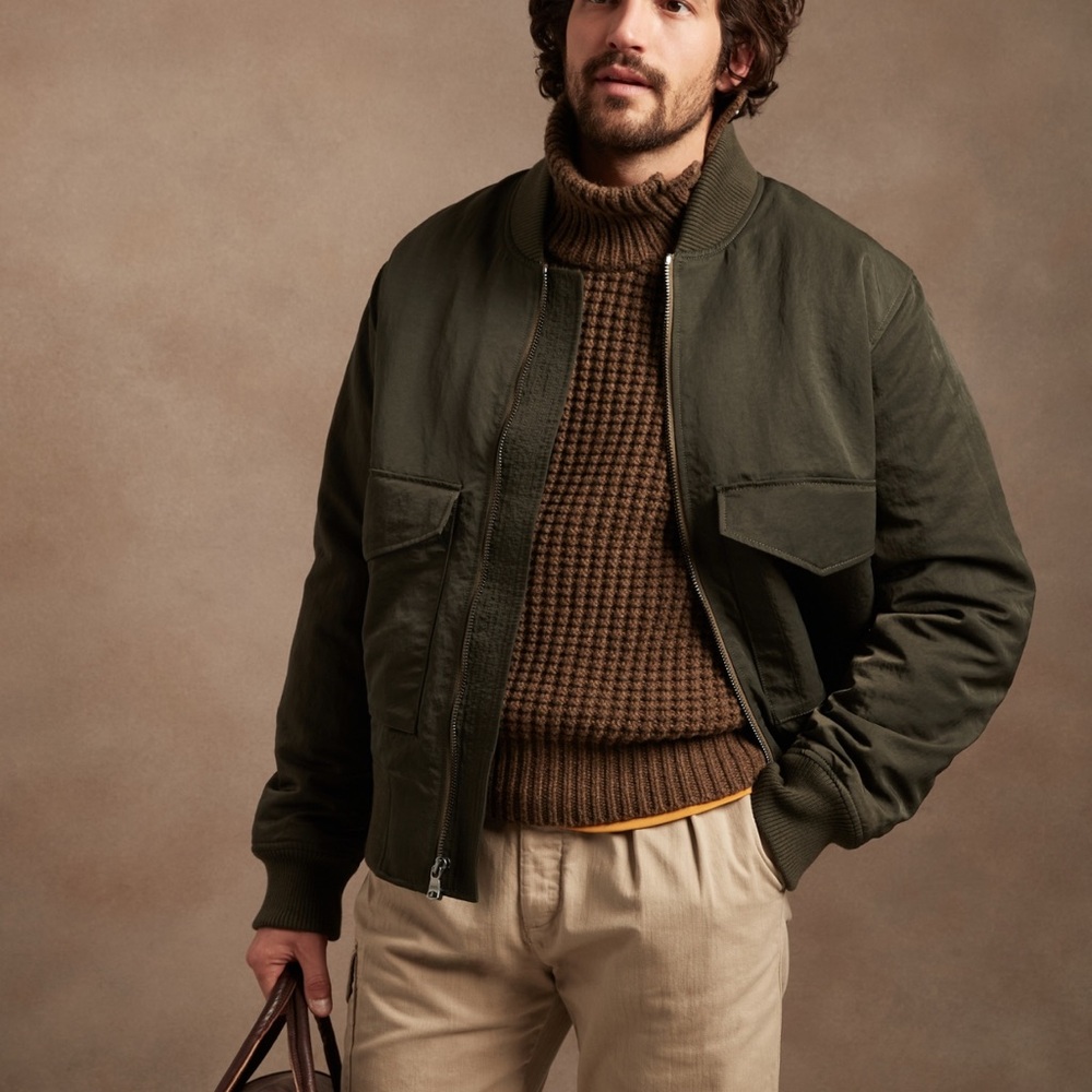 Banana Republic Men's Olive Water Repellent Bomber Jacket XL Tall